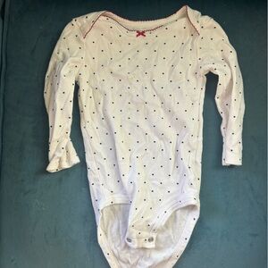 Carter's White and Black Polka Dot Long Sleeve Bodysuit